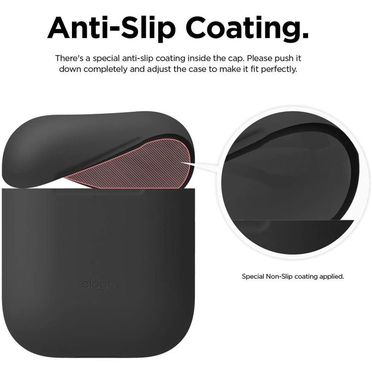 Elago Basic Skinny Case Compatible for Apple AirPods 1&2 Generation, Upgraded Premium Silicone, Front LED Visible, Scratch Resistant, Drop Resistant, Dustproof and Absorbing