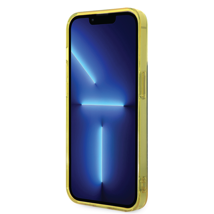 USPA PC / TPU جراب متدرج مع مصد مصبوغ وشعار الحصان متوافق مع iPhone 14 Pro Max - كحلي / أصفر