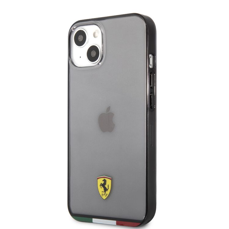 CG MOBILE Ferrari Italia Stripe Transparent Hard Case Print Logo Compatible for iPhone 13 Mini (5.4") Scratches Resistant, Easy Access to All Ports