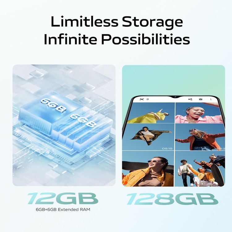 Xiaomi vivo Y18 TRA Version, 6.56", 6GB RAM, 128 Storage, 50MP, Dual SIM, Android 14, GSM, HSPA, LTE - Wave Aqua