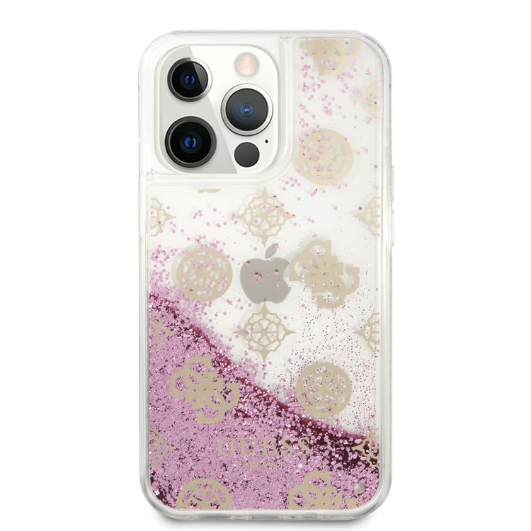 CG MOBILE Guess Liquid Glitter Case Electroplated Peony Logo Compatible for iPhone 13 Pro (6.1") Anti-Scratch, Easy Access to All Ports, Shock Absorption
