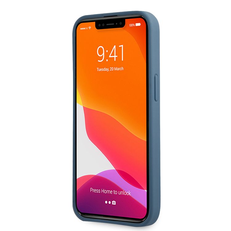 CG MOBILE Guess PC/TPU 4G PU Case with Bottom Stripe Metal Logo Compatible for iPhone 13 (6.1") Anti-Scratch, Easy Access to All Ports, Shock Absorption