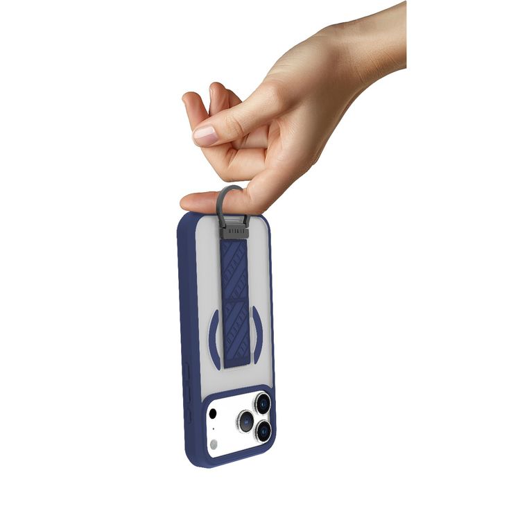 غطاء Levelo Morphix Clara GripStand MagSafe لجهاز iPhone 17 Pro، حواف مرتفعة للكاميرا والشاشة، مغناطيس قوي، جسم مقاوم للصدمات وذو تشطيب غير لامع، حامل D-Ring مرن، مقاوم لبصمات الأصابع - اللون الأزرق منتصف الليل