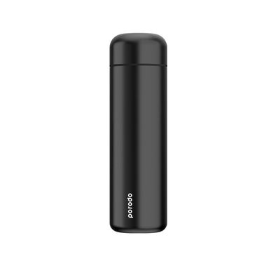 Porodo Smart Water Bottle with 500mL Capacity, Up to 12 Hours Thermal Insulation, LED Touch Display, 365-Day Battery Life, Stainless Steel Strainer, Non-Slip Base - Black
