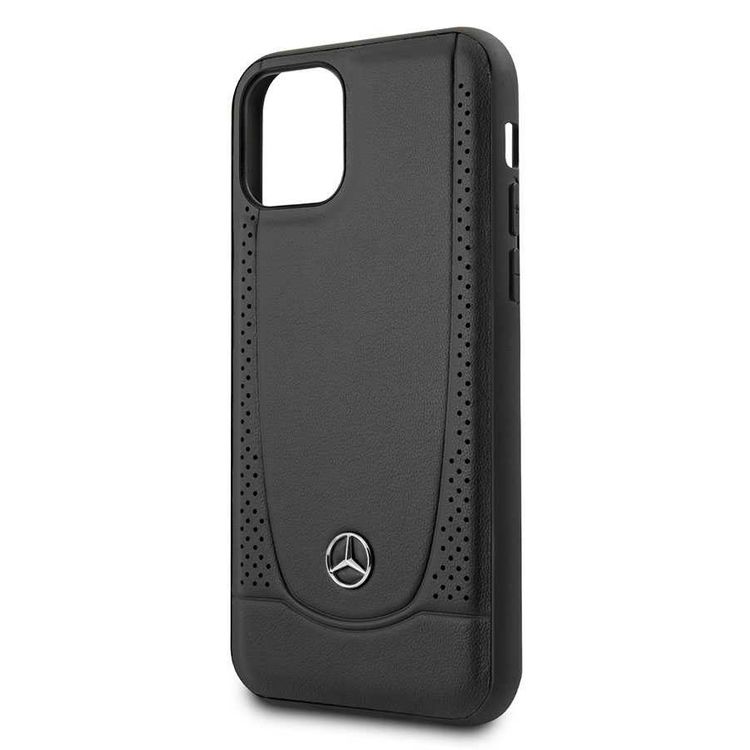 CG MOBILE Mercedes-Benz Perforation Leather Hard Phone Case Compatible for iPhone 11 (6.1) Officially Licensed - Black