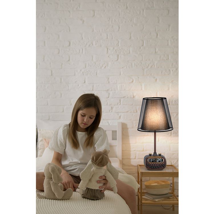 Porodo Retro Desk Lamp White-Noise & BT Speaker, Alarm and Snooze Function, Screen Display, 3 Brightness Levels (Low, Medium, High), Charging Ability, 8 Nature Sounds, USB-A Charging Port - Black 