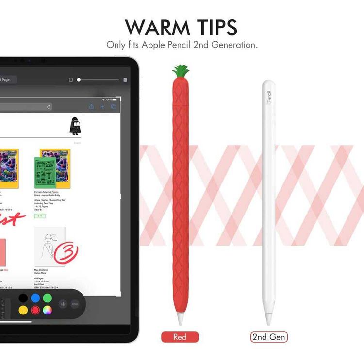 AhaStyle Summer Pineapple Molding Case Suitable for Apple Pencil 2nd Generation, Premium Silicone material, Unique Design and Durable Compatible with Apple Pencil 2nd Gen