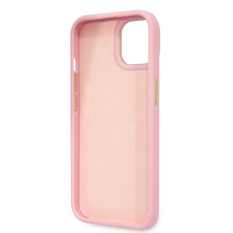 Guess PU Croco Case with Metal Camera Outline, Latest Design iPhone 14 Plus Compatibility - Pink