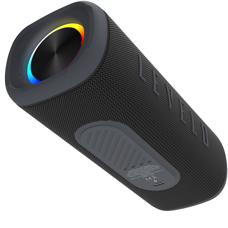 Levelo BassBeat Portable Speaker with 2.4" Touch Display, Up to 12 Hours Play Time, Bluetooth Version 5.4, 8000mAh Battery, Alarm, Clock & Calendar Functions, Water & Dust Resistant, Built-in FM Radio - Black