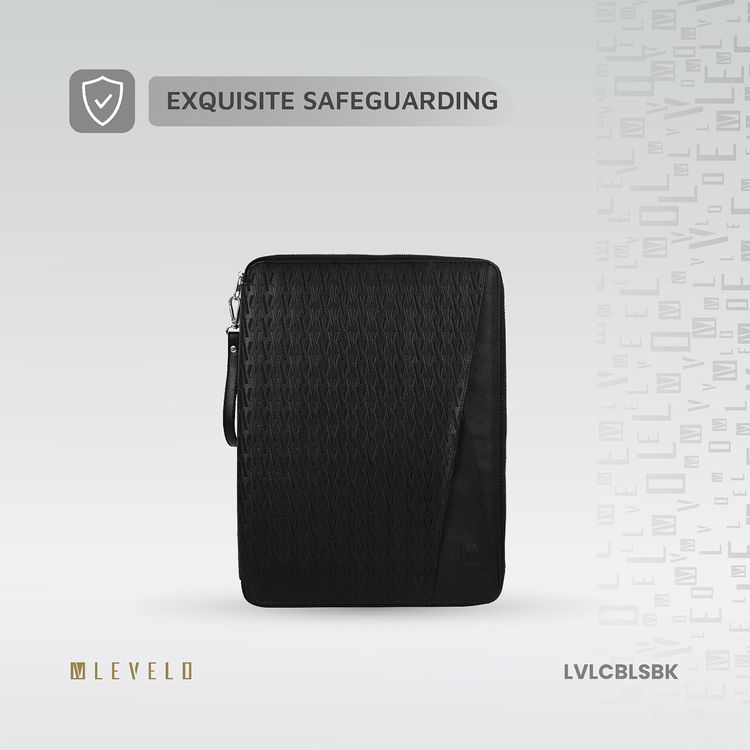 حقیبة كمبيوتر محمول من Levelo Cristallo Booktype، مريحة للحمل، مصنوعة من مادة ممتازة، تصميم خفيف الوزن - اسود