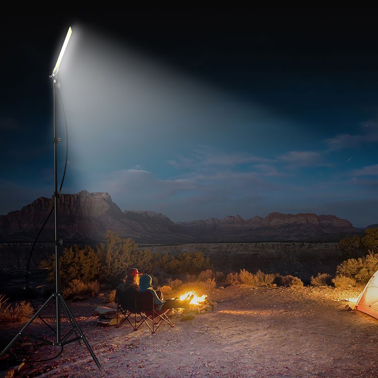 Green Lion Camping LED Light with Tripod Stand, Portable, Adjustable Height from 65cm to 180cm, 50W LED Power, 5m Wire Length, 1125 Lamp Beads - Black 