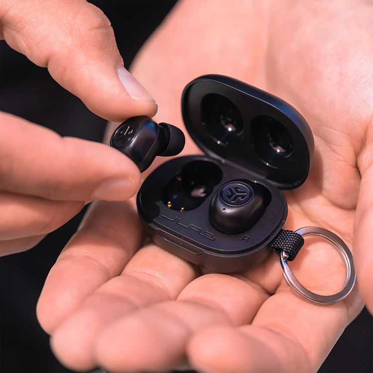 JLab JBuds Mini True Wireless Earbuds, Noise-Canceling, Quick Charge, Splashproof, 15 Minutes of Fast Charging Time, 20 Hours Total Playtime - Black