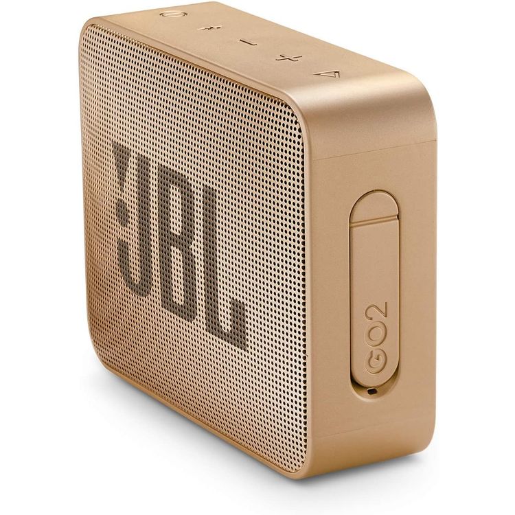 JBL GO 2 Portable Wireless Bluetooth Speaker, 5-hours Playtime, IP67 Waterproof Feature, Speaker Built-in Noise-Cancelling Speakerphone - Champagne Gold