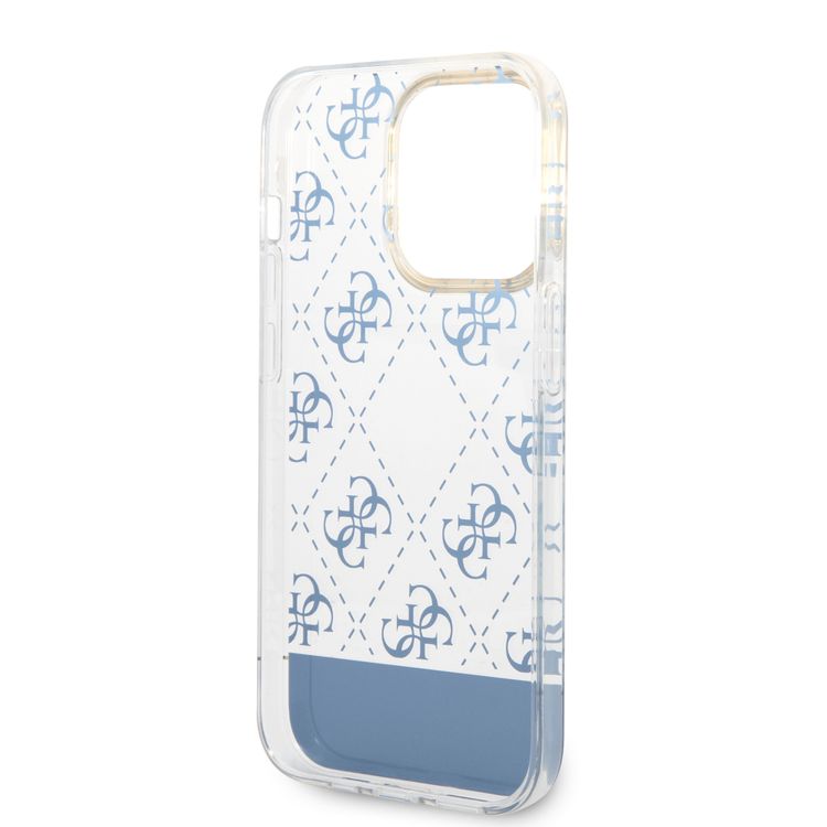 Guess IML Case With Electroplated 4G Pattern & Bottom Stripe Script Logo - Blue