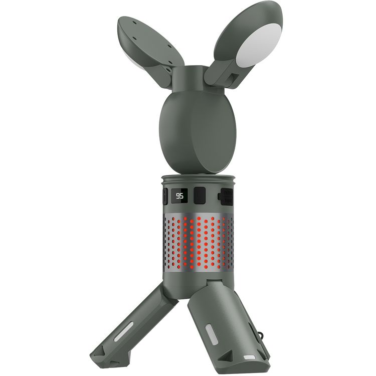 Porodo Foldable LED Camping Lantern with Brightness Control, 7800mAh Battery Capacity, Multi-Angle Illumination, Top Spotlight Beam, Warm Reading Mode, Adjustable Telescopic Rod, Multi-Scene Mounting - Green