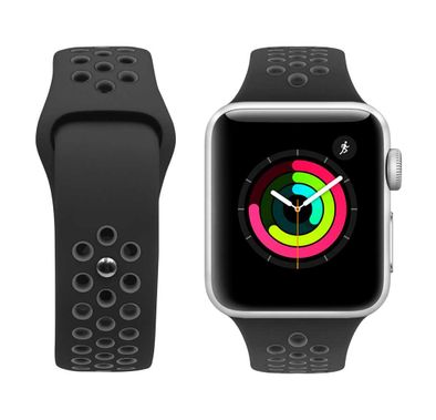 ايجارد من ساعة بورودو نايكي حزام لساعة ابل ، سوار بديل مريح ومناسب ، أشرطة قابلة للتعديل متوافقة مع ساعة ابل 44ميلي / 42ميلي - أسود / رمادي