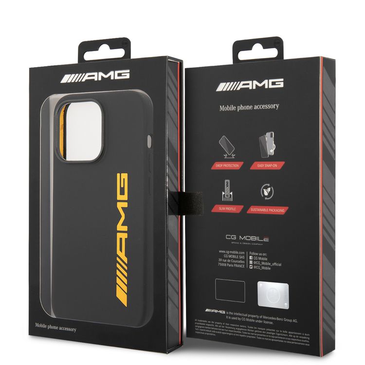 AMG Liquid Silicone Case with Colorful AMG Logo Bumper ProtectioniPhone 14 Pro Compatibility - Yellow