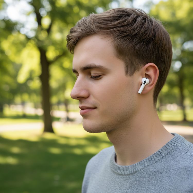 Porodo ANC Earbuds Pro III, 13mm Driver Size, 300mAh Charging Case & 30mAh Earbuds Battery, 25dB Noise Reduction, Voice Assistant, Up to 5 Hours Play Time, 25m Transmission Range - White