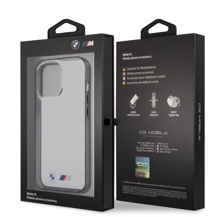 CG MOBILE BMW M Collection PC Transparent Hard Case with Matt Black Edges Compatible for iPhone 13 Pro (6.1") Easy Access to All Ports, Anti-Scratch - Transparent
