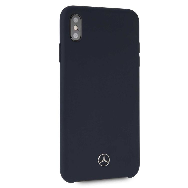 CG MOBILE Mercedes-Benz Silicone Phone Case with Microfiber Lining for iPhone Xs Max Officially Licensed - Navy