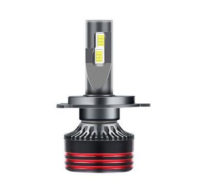 Powerology 70W LED Car Headlight Bulbs H4 with 6000 Lumens Brightness, 6500-7000K, 2 Units, Super Bright Light, Heat Dissipation, Easy Installation - Black