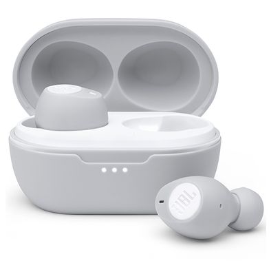 JBL T115TWS True Wireles In-Ear Bluetooth Headphones with Voice Assistant, Pure Bass Sound, 21-hours Battery Life, Hands-free Calls Earbuds - White