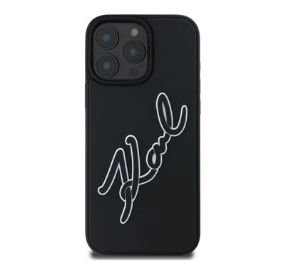 Karl Lagerfeld Hard Case with 3D Rubber Signature Logo for iPhone 16 Pro Max, Easy Snap On, Comfortable Grip - Black
