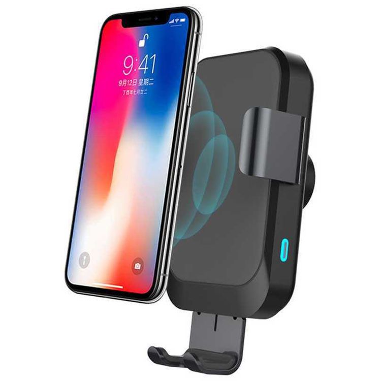 Powerology Wireless Charger Car Mount, Phone Holder Auto Clamping Grip