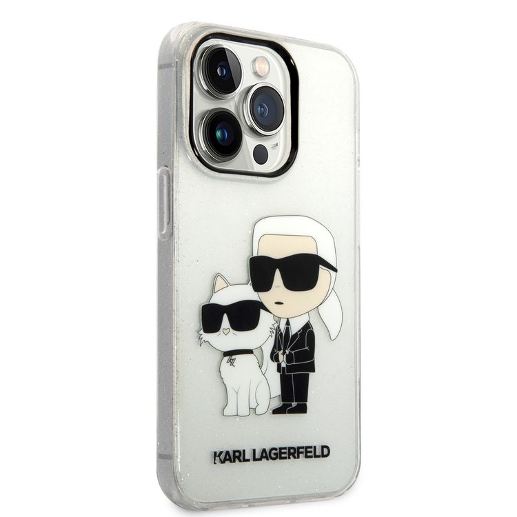 Karl Lagerfeld iPhone 15 Series IML Glitter NFT Karl & Choupette Hard Case  - Clear - iPhone 15 Pro