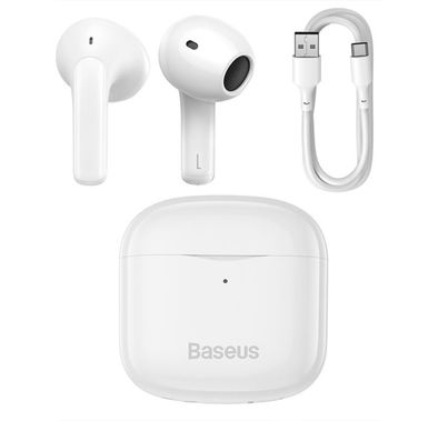 Baseus Bowie E3 True Wireless Earphones, Touch Control, Fast Response, About 1 Hour Charging Time, About 5 Hours Music Time, 10 m Communication Distance - White