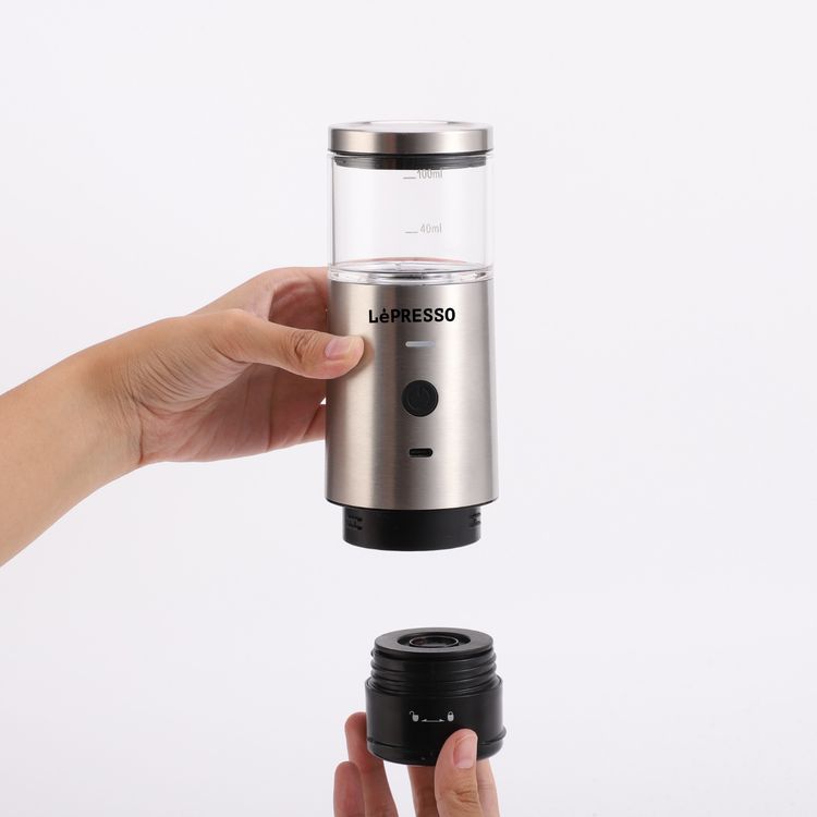 LePresso Stainless Steel Portable Espresso Maker Powder and Nespresso Pods with 9 Bar Pressure, 100mL Water Tank Capacity - Silver