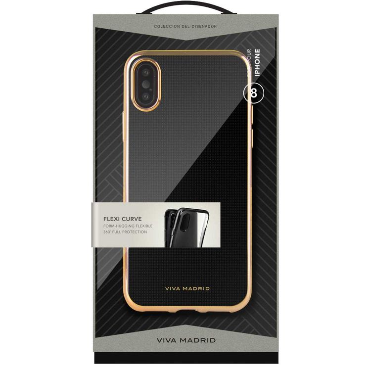 حافظة خلفية Viva Madrid Metalico Flex الأنيقة متوافقة مع هاتف iPhone X - مقاومة للخدش - سهولة الوصول إلى جميع المنافذ - غطاء خلفي خفيف الوزن للحماية من الصدمات - ذهبي شامبانيا