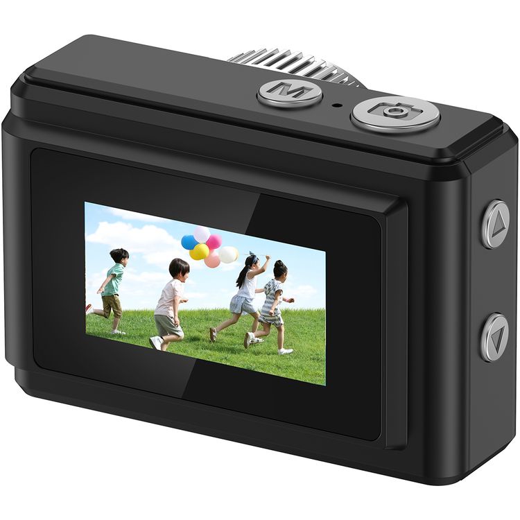 Porodo Mini Digital Camera with 0.96" HD Screen, 6 Color Filters, 2MP Photo Resolution, 1080 Pixels Video Resolution, 75-80 Minutes Operating Time, 200mAh Battery Capacity, Type-C Charging Port, Instant Webcam Function - Black