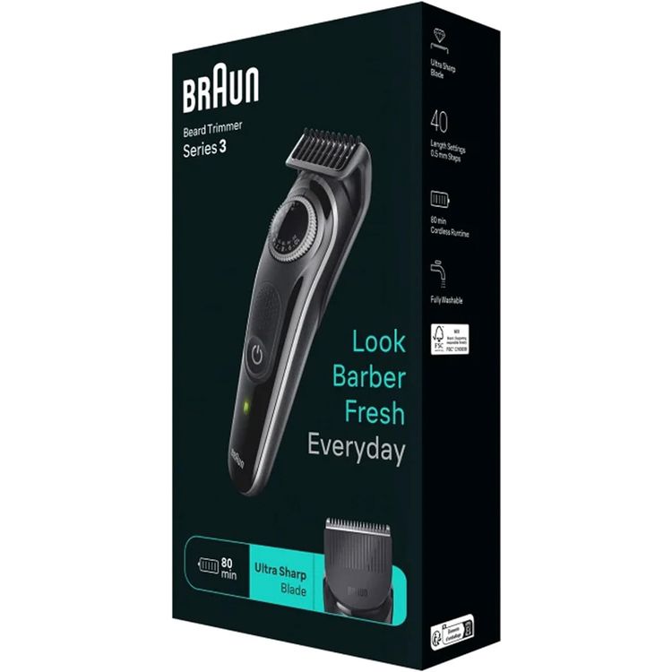 Braun BT3440 Beard Trimmer with Precision Wheel - Black