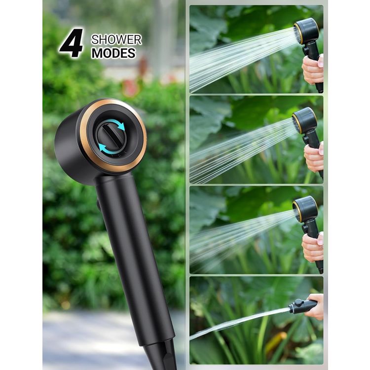 دش التخييم غرين ليون بشاشة رقمية، معدل تدفق الماء من 5-10 لتر/الدقيقة، سعة البطارية 8000 مللي أمبير، سعة حقيبة الماء 20 لتر، مدة العمل من 80-180 دقيقة، 4 وضعيات دش - أسود