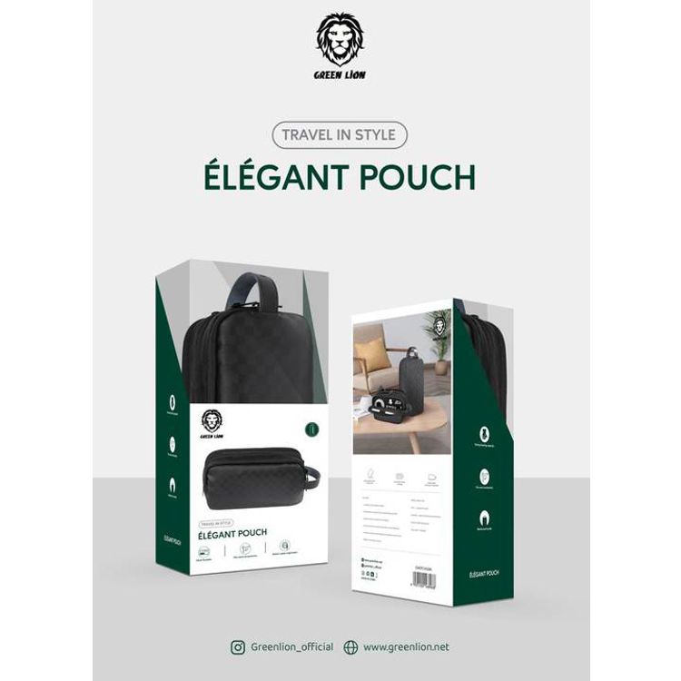 حقيبة أنيقة من Green Lion مصنوعة من مادة البوليستر 600d وحواف جلدية، تخزين متعدد الوظائف، تعليق على الرأس لسهولة الحمل، مقاومة للماء - أسود
