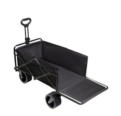 Green Lion Foldable Wagon Cart 250, Adjustable Handlebar, All-Terrain Wheels, 2 Bottle Pockets, Wear Resistant, Up to 250Kg Load Capacity - Black