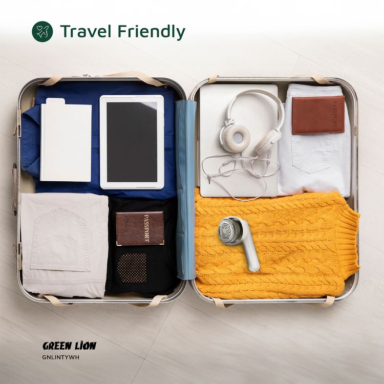 Green Lion Lint Y Lint Remover with 6-Blade Motor, 1 Gear Speed, 500mAh Battery, 45 Minutes Working Time, LED Indicator, 3W Power, 30mL Lint Container, Safety Protection, Travel-Friendly - Black