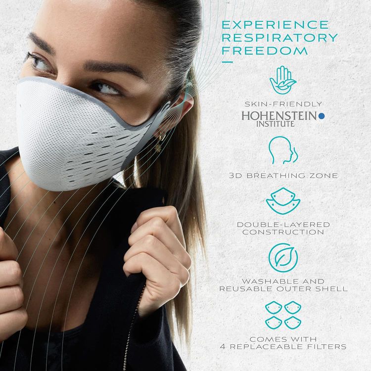 AirPOP Pocket Reusable Face Mask (2pcs) 4-Layer Filter Face Covering, Easy Breathing - Fit & Comfortable Folding Adjustable Face Mask for Pollutant Protection - White