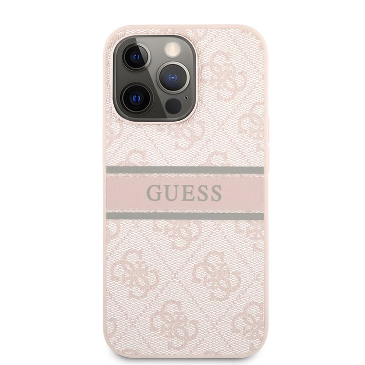 CG MOBILE Guess 4G PU Leather Case with Printed Stripe Compatible for iPhone 13 Pro (6.1") Anti-Scratch, Easy Access to All Ports, Shock Absorption