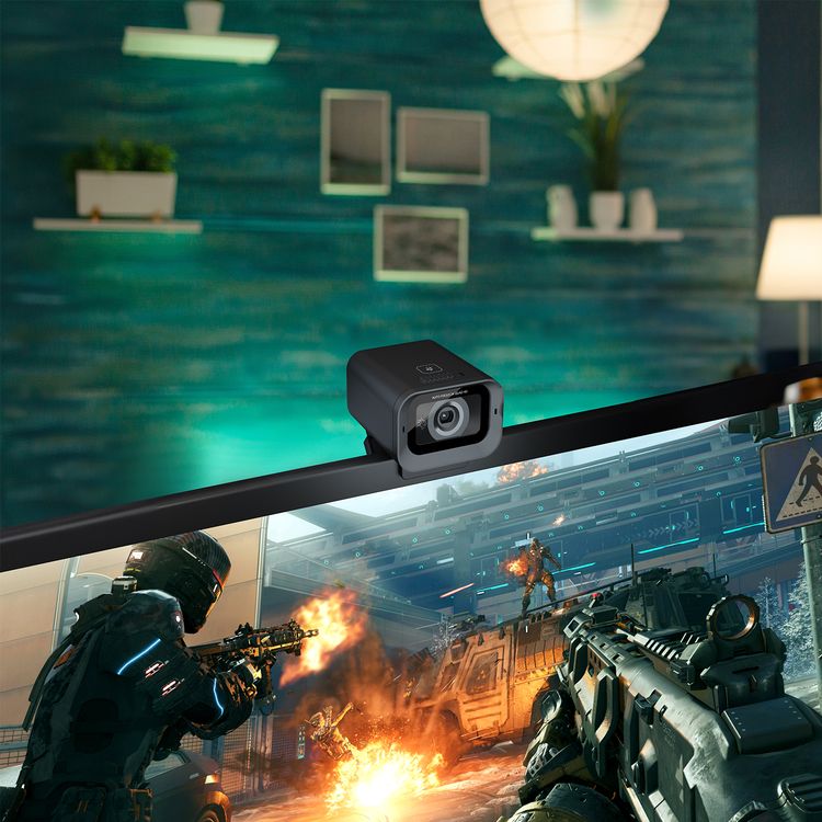 Porodo Gaming Auto Focus Webcam with Tripod, Built-in Microphone, Precise Focus, 80° Field of View, Plug & Play, USB Connection, Realtek Sensor & CPU - Black