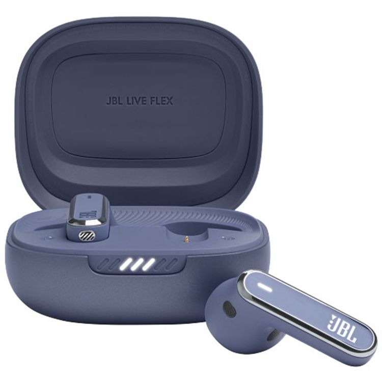 JBL Live Flex True Wireless Earbuds with Adaptive Noise Cancelling, Water & Dust Resistant, Touch Control, Built-in Microphone, Voice Assistant Integration, Multi-Point Connection, JBL Signature Sound - Blue