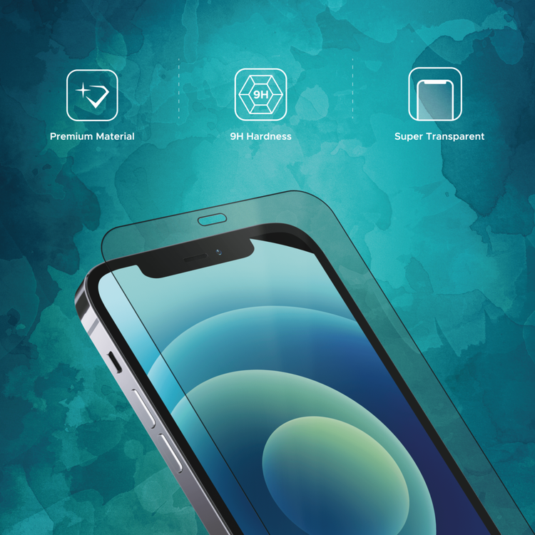 واقي شاشة  مطفي من Liberty Guard بحواف مستديرة سوداء لهاتف iPhone 12/12 Pro، مضاد للصدمات والتأثيرات - شفاف