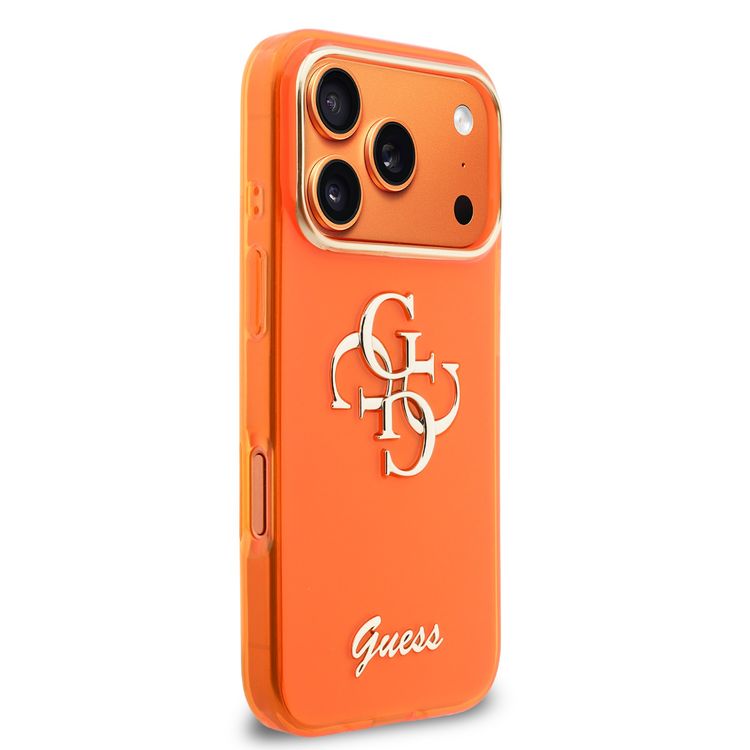 Guess IML Case with 4G & Script Logo for iPhone 17 Pro Max, Comfortable Grip, Easy Snap-On, Slim Profile, Lightweight, Durable Material - Orange 