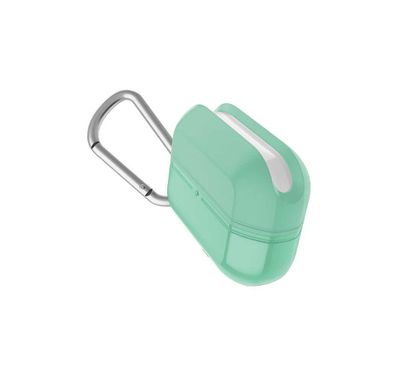 X-Doria Defense Journey Case for AirPods Pro with Detachable Carabiner & Loop, TPU & Silicone Material, Water & Dust Resistant, 360-Degree Full Protection, Anti-Scratch - Mint 