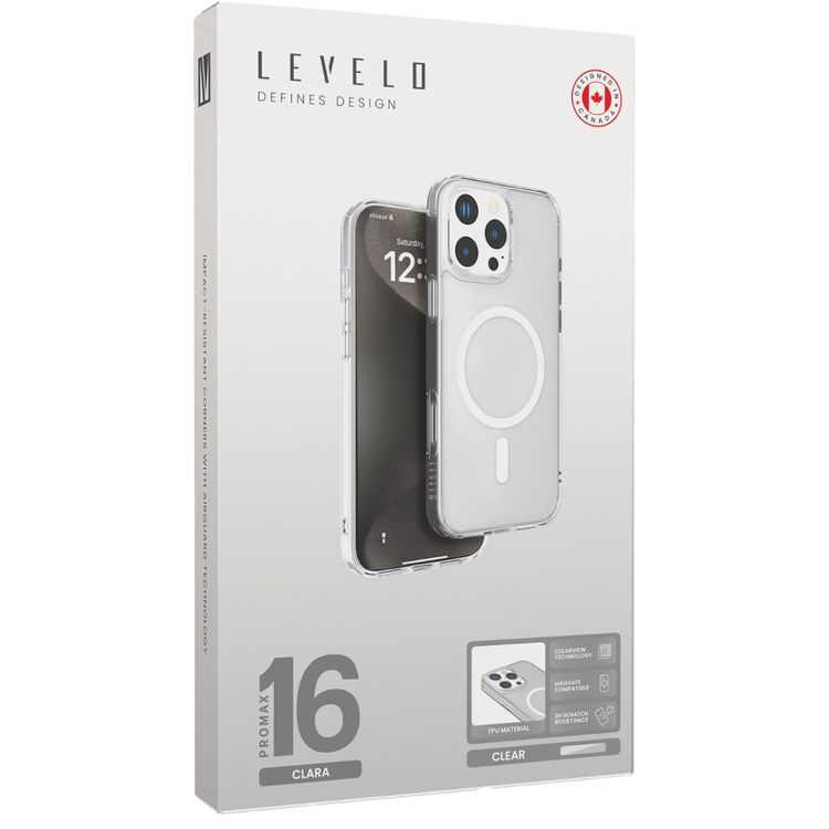 Levelo MagSafe Clara Clear Case for iPhone 16 Pro Max with Clearview Technology & 3H Scratch Resistance - Clear