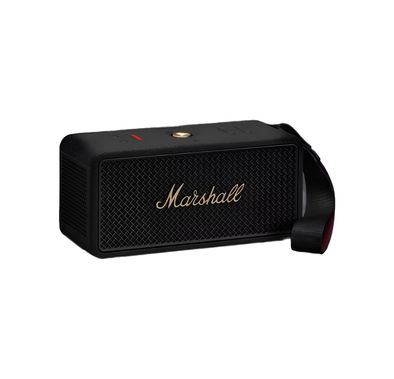 Marshall Middleton Portable Wireless Bluetooth Speaker with Bluetooth Version 5.3, 60m Transmission Range, Up to 30 Hours Play Time, 3 Hours Charging Time, IP67 Water Resistance Level, Power Bank Function, Built-in Microphone - Black / Brass