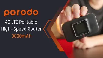 Porodo 4G LTE/3G Portable Router with High-Gain Antennas (PD-PRT4GR-BK)