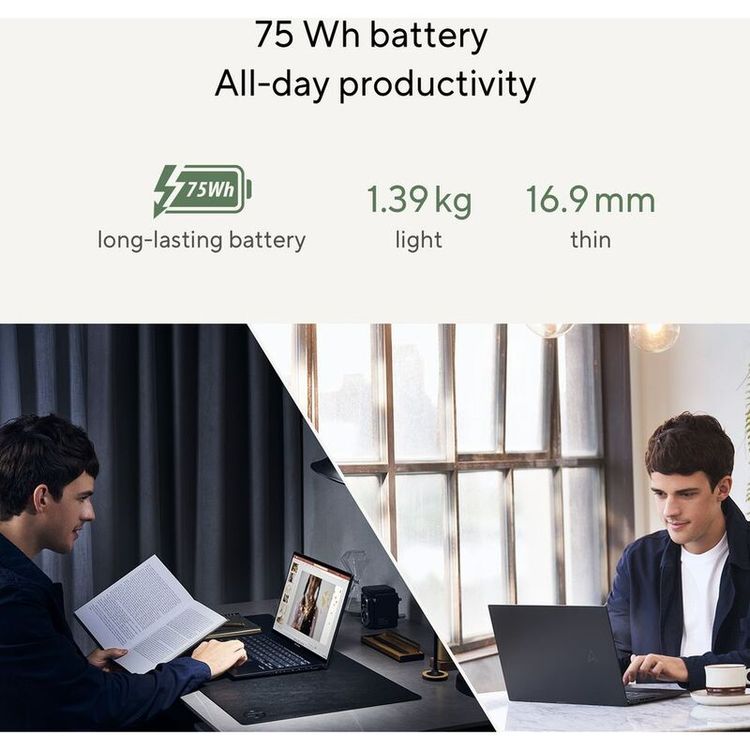 ASUS Zenbook 14 OLED Laptop UM3402YA - AMD Ryzen R5-7340U, 8GB RAM, 512GB SSD, AMD Radeon Graphics, 14-inch 3K OLED, Windows 11 Home - Jade Black