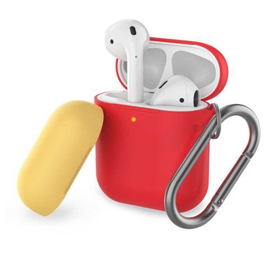 AhaStyle Keychain Version Two Toned Silicone Case with Anti-Lost Ring Compatible for AirPods 1/2 Generation, Scratch Resistant, Drop Resistant